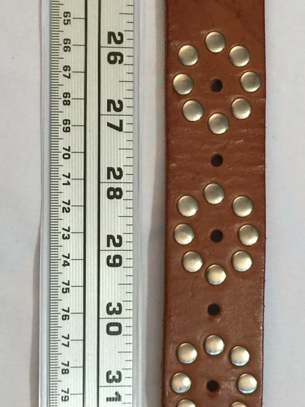VINTAGE BROWN LEATHER STUDDED RHINESTONE BUCKLE WESTERN RODEO BELT WOMENS 34